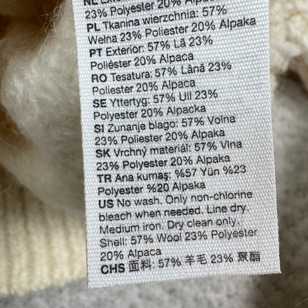 & Other Stories Sweater Womens Small Cardigan Alpaca Wool Blend Cable Knit Ivory - Picture 6 of 11